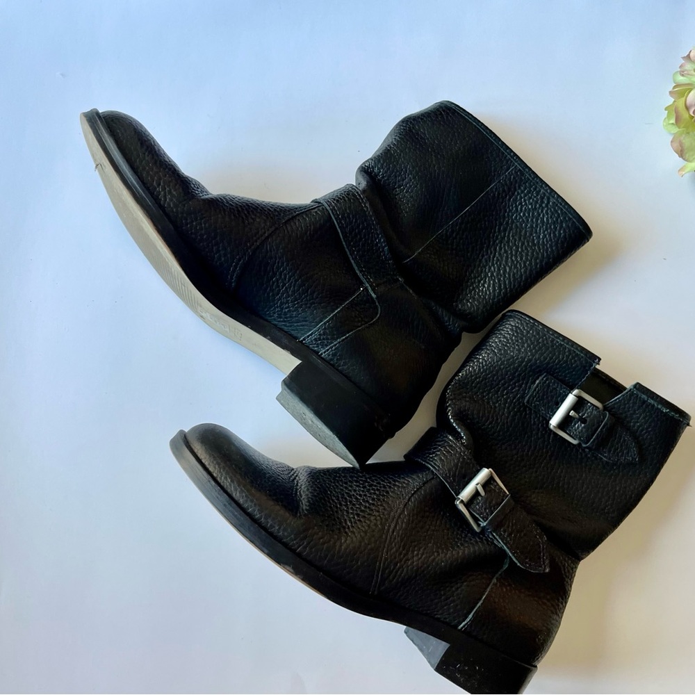 J.Crew Black Leather Buckle Ankle Boots